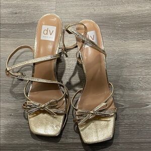 Dolce Vita Metallic Gold Bow Strap Heels